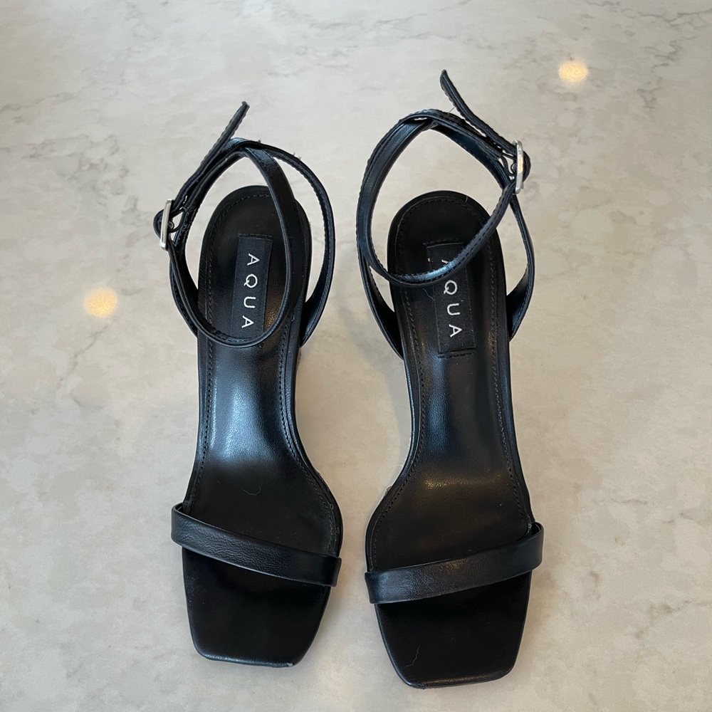 Beautiful AQUA brand black espadrille wedges